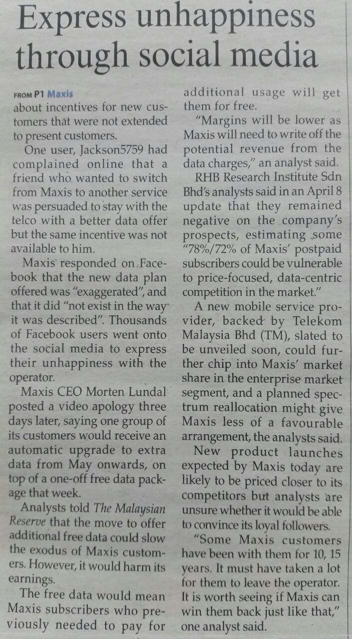 Maxis lost more than 1 Million subscribers in the last 12-months 2