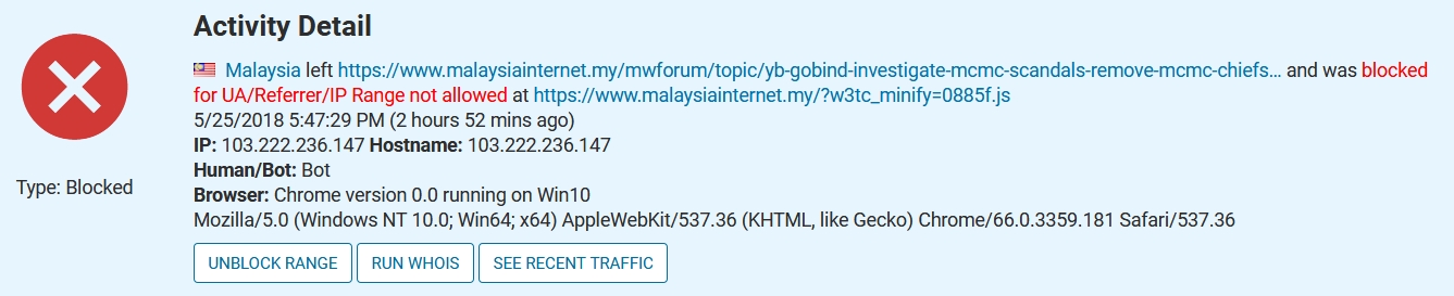 MalaysiaInternet: We are getting Bot attack from MCMC 1