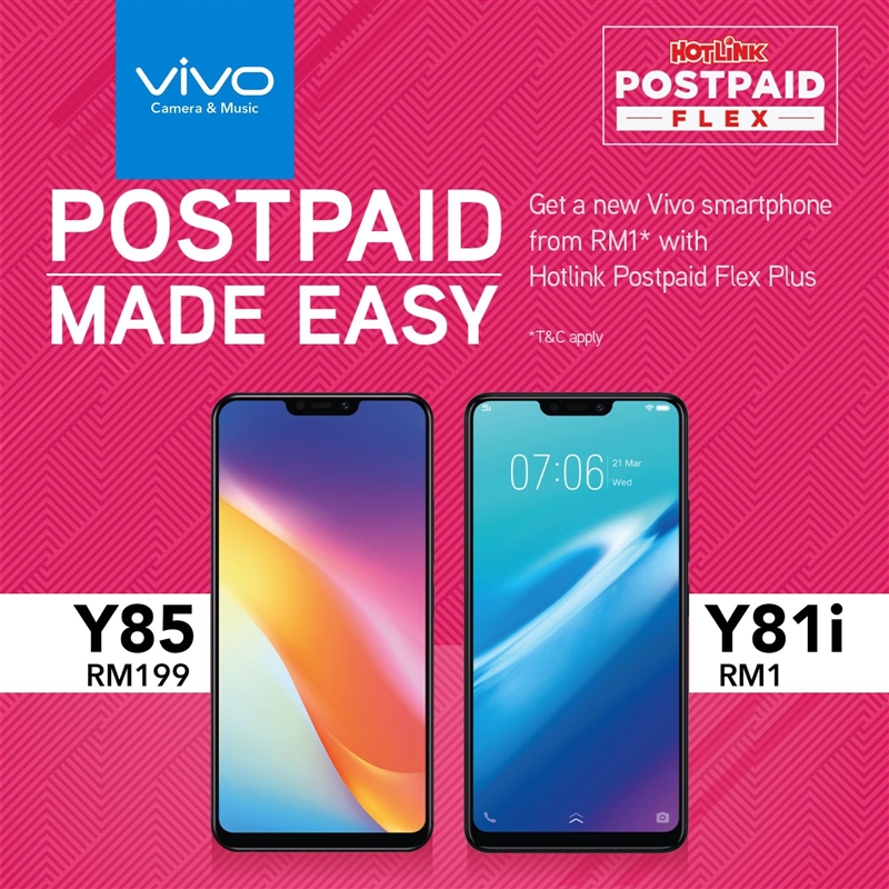 vivo Y81i as low as RM1 with Hotlink Postpaid Flex Plus 1
