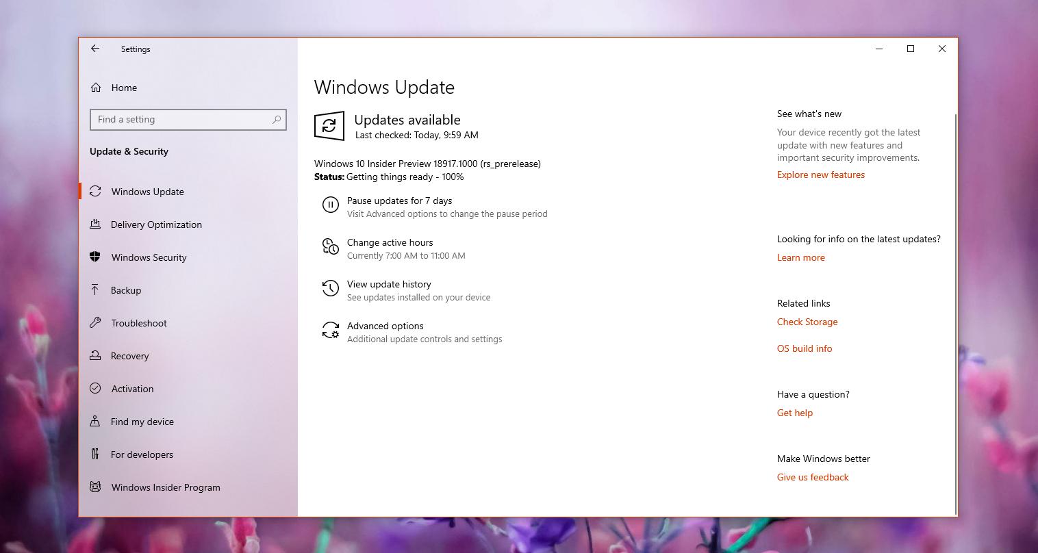 Microsoft Releases Windows 10 20H1 Build 18917 with Windows Update Improvements