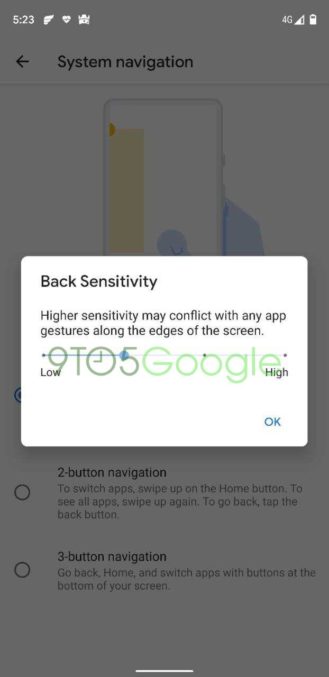 Android Q Beta 5 may have leaked early, showing off new 'Back Sensitivity' setting for gestures 3
