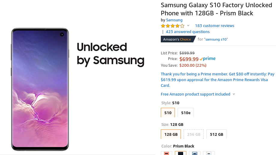 Get an unlocked Galaxy S10, S10+, or S10e for $200 off ($550+) from multiple retailers 2