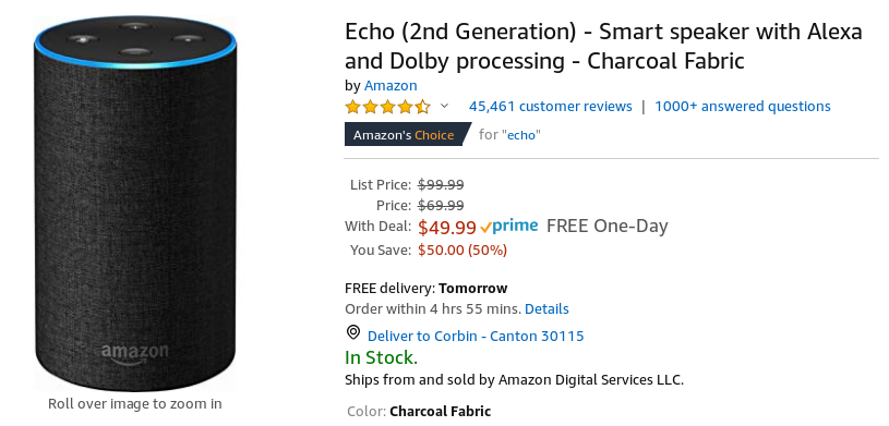 Get the latest Amazon Echo for 50% off ($50) today only, the lowest price yet 2