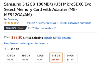 Samsung 512GB microSD card drops to $90 ($110 off) on Amazon 2