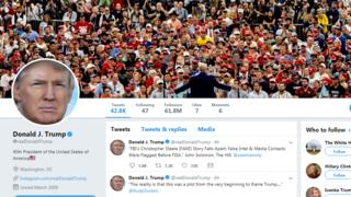 Screengrab of President Trump's Twitter account