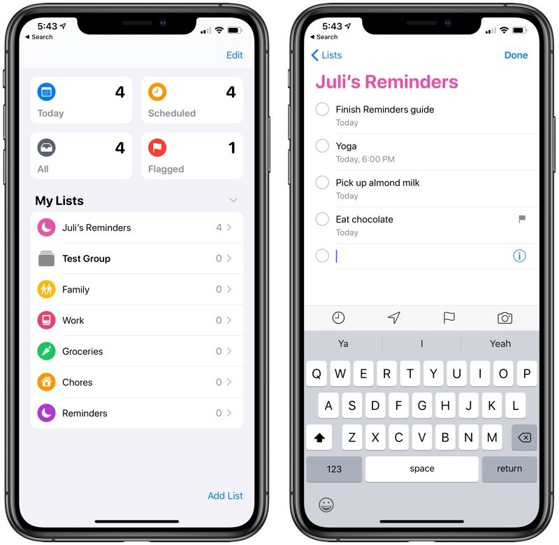 Reminders: What's New in iOS 13 3