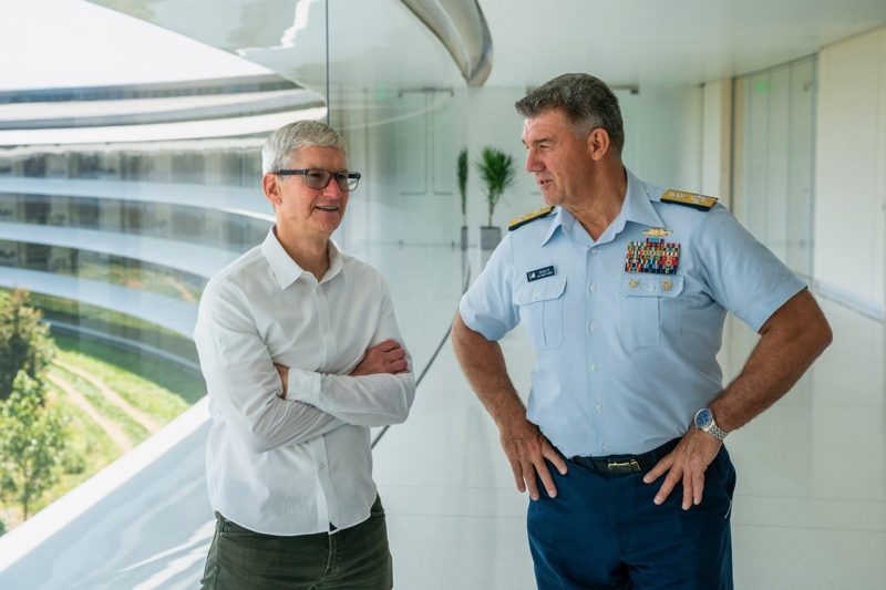 Apple CEO Tim Cook Meets With Coast Guard Admiral Karl Schultz at Apple Park 1