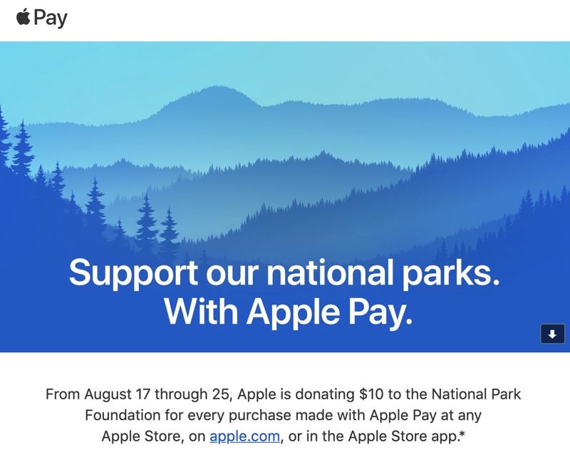 Apple Donating $10 to National Park Foundation for Every Apple Store Apple Pay Purchase From August 17 to 25 1