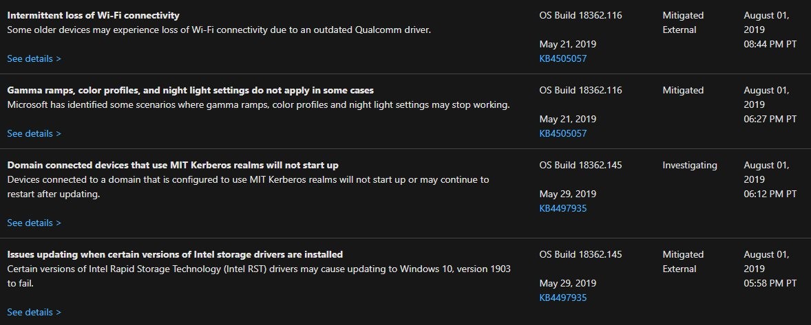 Microsoft Mitigates Three Major Windows 10 Version 1903 Bugs