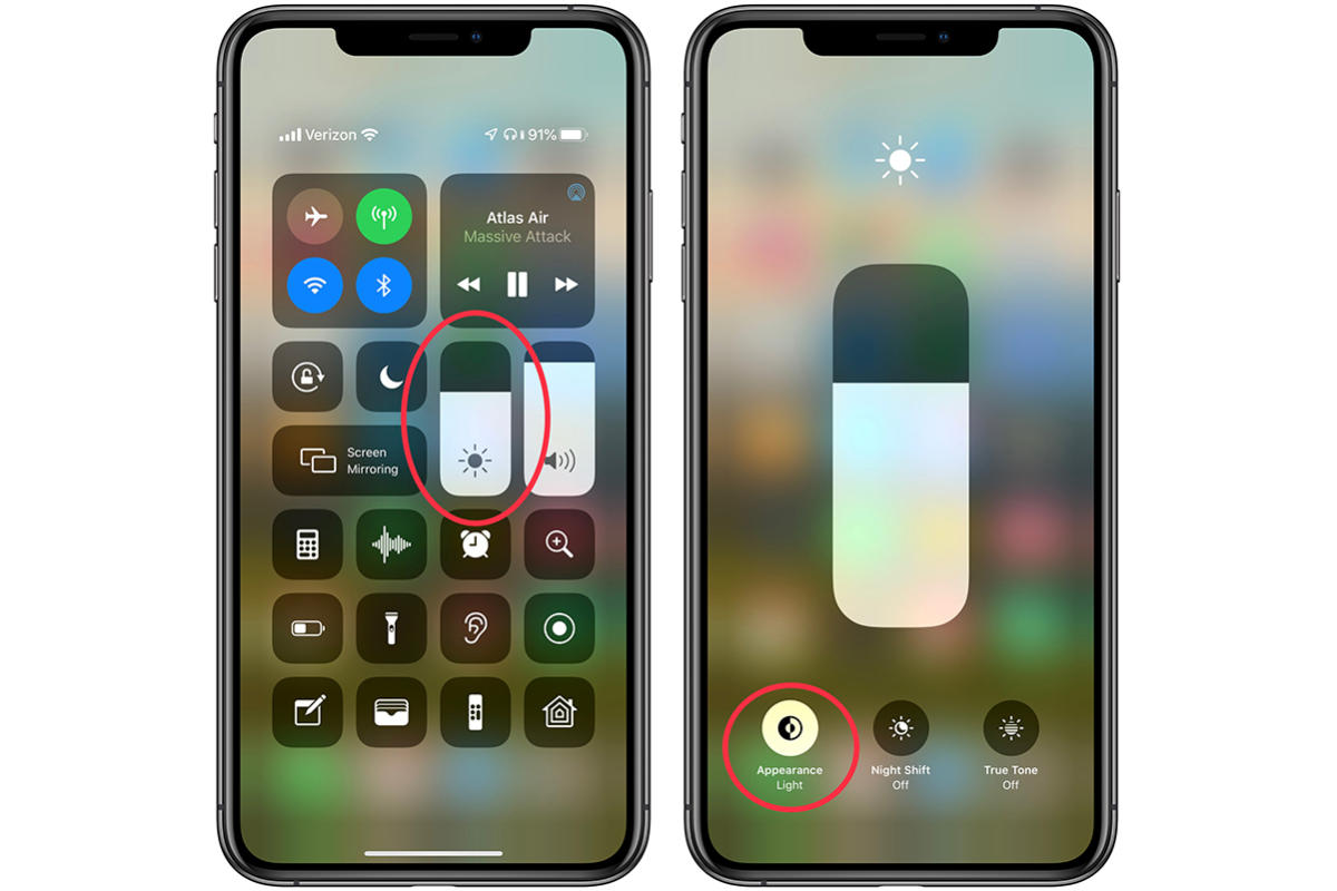 how to turn on dark mode control center
