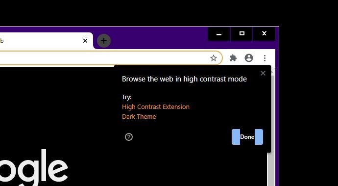 High contrast notification in Chrome