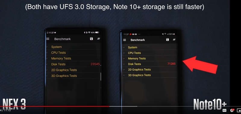 Vivo nex3-vs-note10-storage