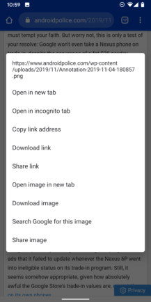 Google Chrome 78 has a redesigned long-press context menu 5