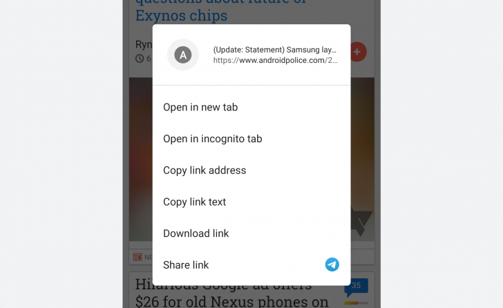 Google Chrome 78 has a redesigned long-press context menu 1