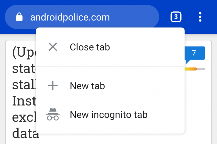 Live in Stable) Google Chrome for Android gets long-press menu on tab switcher button 1