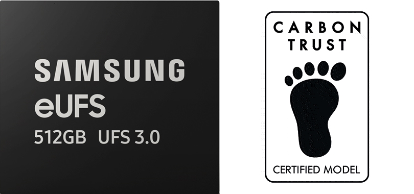 Samsung 512GB eUFS 3.0 memory Carbon Footprint and Water Footprint Certifications
