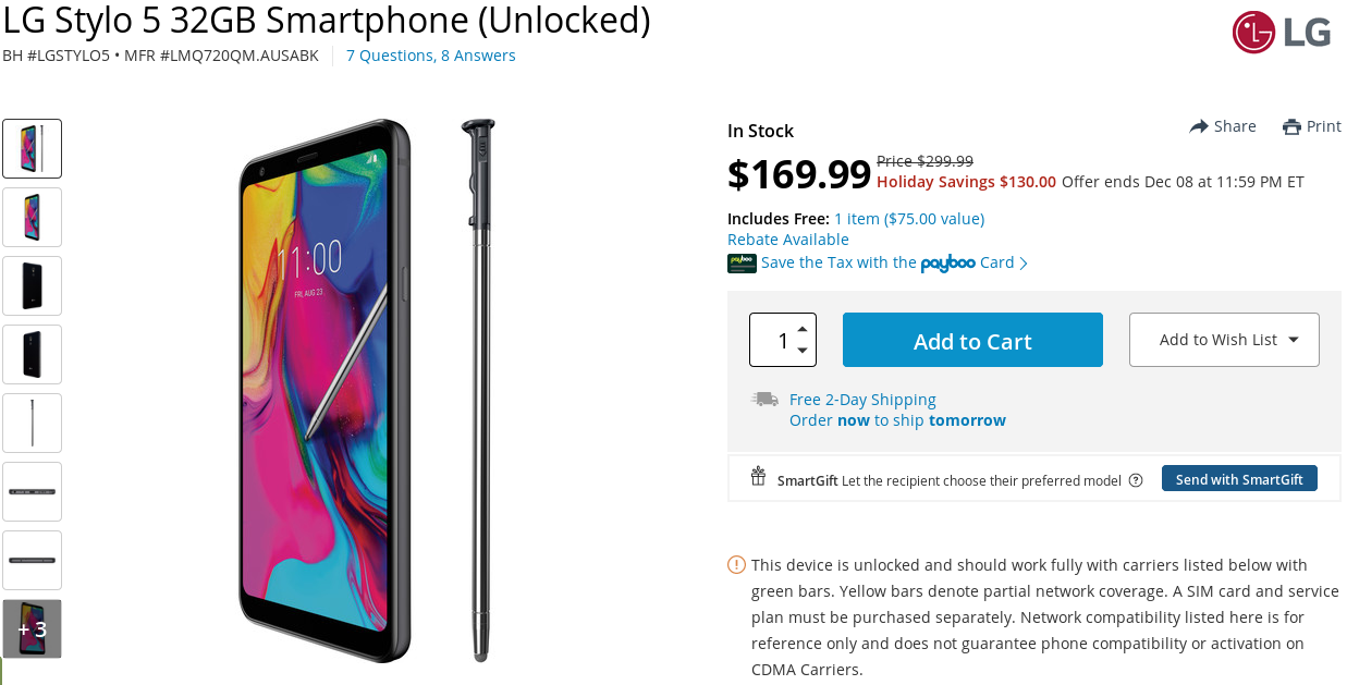 The LG Stylo 5 is just $170 ($130 off) right now at B&H Photo 2