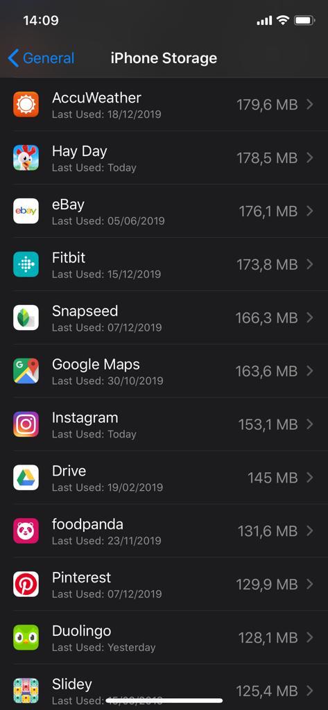 iPhone app storage requirements