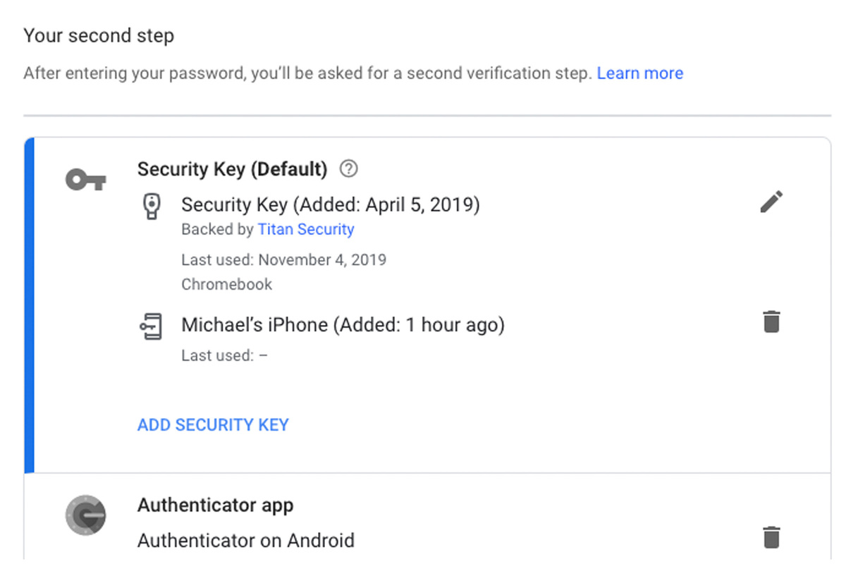 google account security key