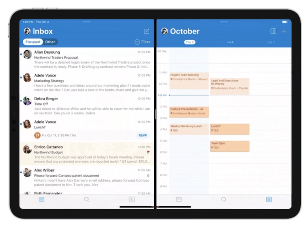 Microsoft Outlook App Optimized For Split View On IPad