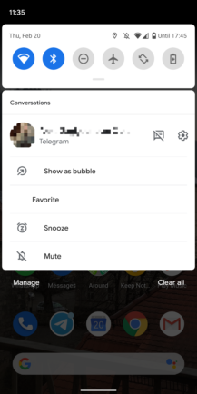 Android 11's new conversation notifications come with enhanced long-press options 3