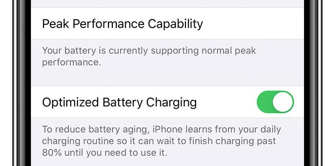 Optimized Battery Charging is enabled by default in iOS 13