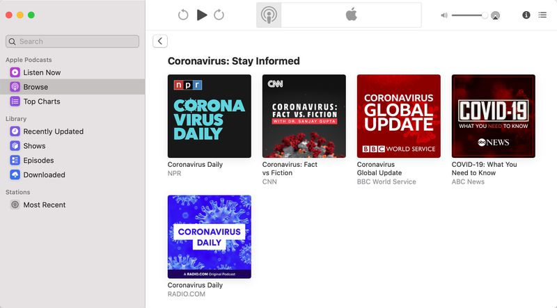 Apple's Podcasts App Features Coronavirus and Stay-at-Home Content 1