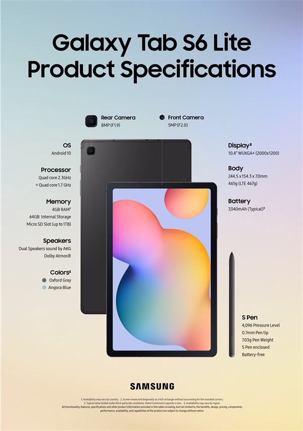 Samsung-Galaxy Tab S6 Lite-Product_Specifications Malaysia