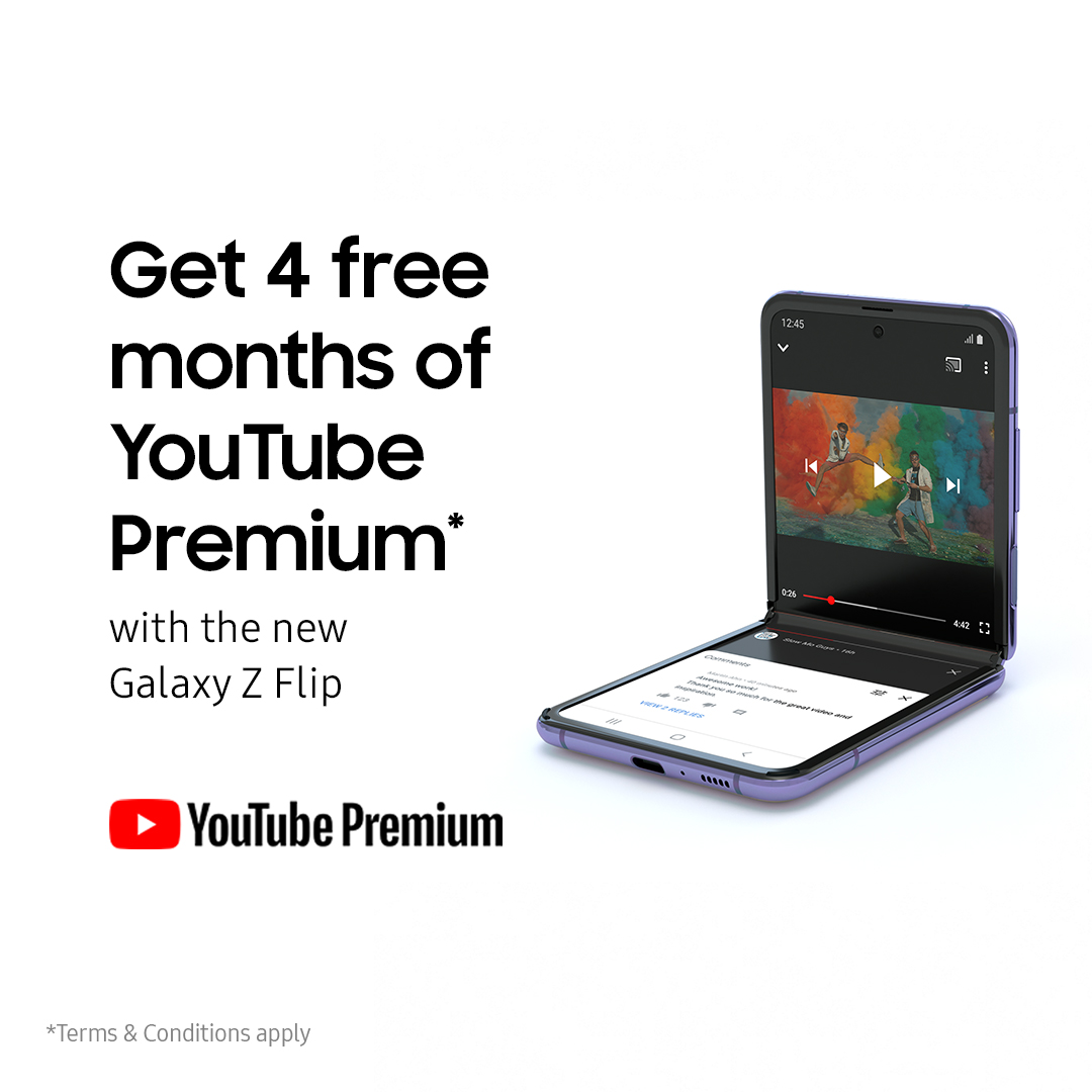 Free YouTube Premium Promotion-Samsung-Galaxy Z Flip