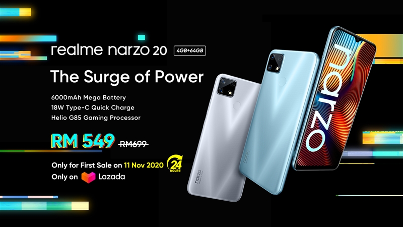realme narzo 20 -lazada first sale malaysia price