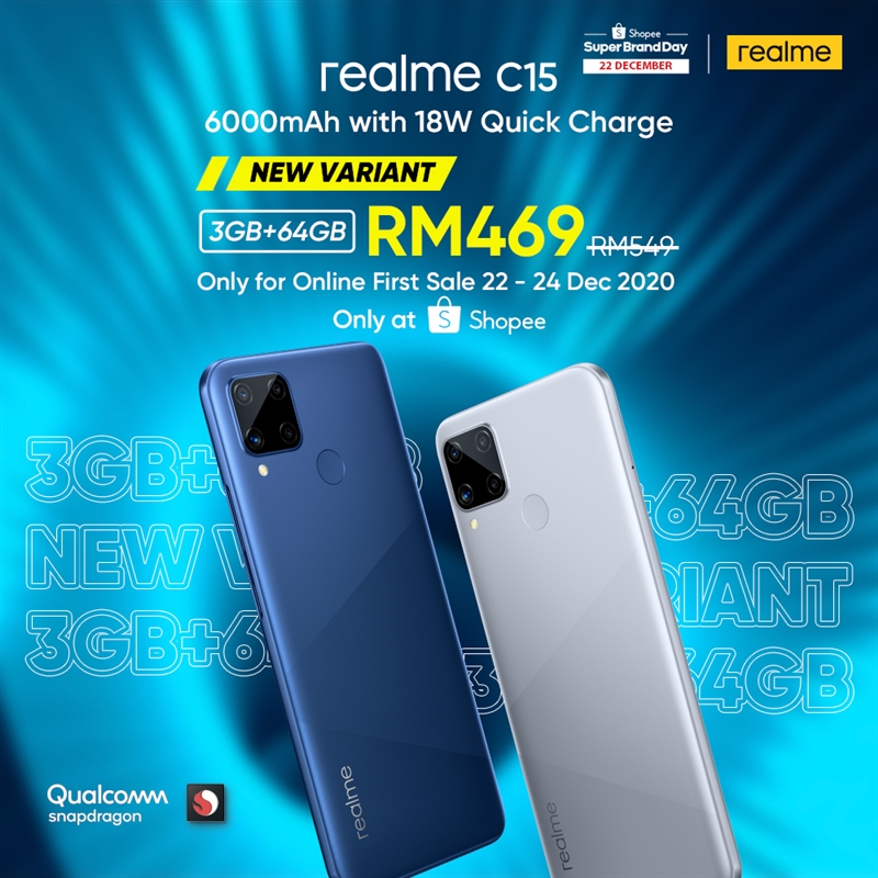 realme C15 3GB+64GB promo price shopee