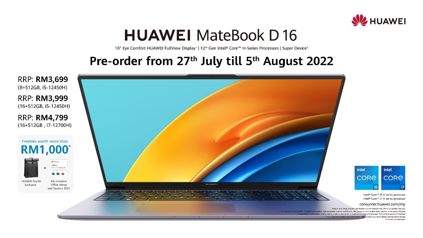 HUAWEI MateBook D 16 pre-order-malaysia